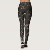 Zwart & Roos-gouden marmeren knetterpatroon Leggings (Achterkant)