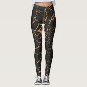 Zwart & Roos-gouden marmeren knetterpatroon Leggings (Voorkant)
