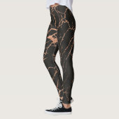 Zwart & Roos-gouden marmeren knetterpatroon Leggings (Links)
