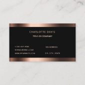 Zwart roos gouden minimalistische elegante visitekaartje (Achterkant)