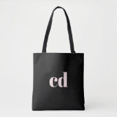 Zwart roos gouden monogram initialen elegant moder tote bag (Voorkant)