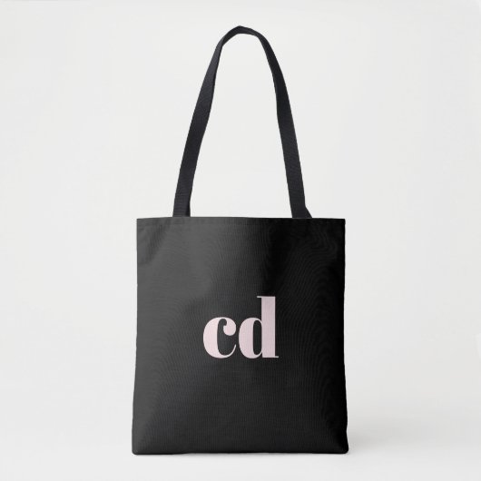 Zwart roos gouden monogram initialen elegant moder tote bag (Voorkant)