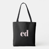 Zwart roos gouden monogram initialen elegant moder tote bag (Achterkant)
