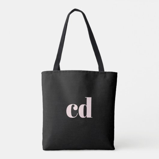 Zwart roos gouden monogram initialen elegant moder tote bag (Achterkant)