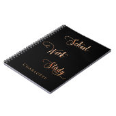 Zwart roos gouden school studeren typografie notitieboek (Linkerzijde)