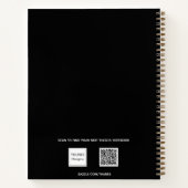 Zwart roos gouden school studeren typografie notitieboek (Achterkant)