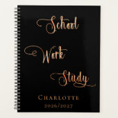 Zwart roos gouden school werk studie typografie 20 planner (Voorkant)