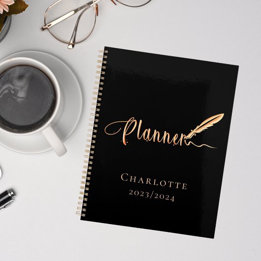 Zwart roos gouden school werk studie typografie 20 planner