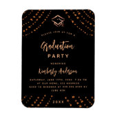 Zwart roos gouden sterren afstudeerfeest uitnodigi magneet (Verticaal)