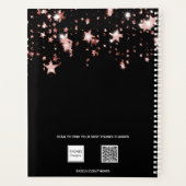 Zwart roos gouden sterren monogram planner (Achterkant)