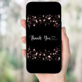 Zwart roos gouden sterren script bedankkaart kaart