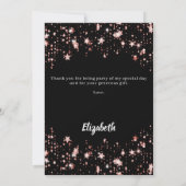 Zwart roos gouden sterren script bedankkaart kaart (Achterkant)