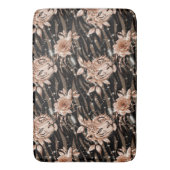 Zwart Roos Gouden Tijger Bloemen Badmat (Voorkant Verticaal)