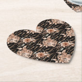 Zwart Roos Gouden Tijger Bloemen Kartonnen Onderzetters (Gekanteld)