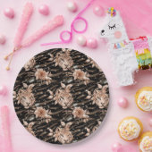 Zwart Roos Gouden Tijger Bloemen Papieren Bordje (Feest)