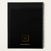 Zwart roos gouden typografie business logo 2025 planner (Achterkant)