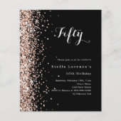 Zwart roos gouden verjaardagsuitnodiging (Voorkant)