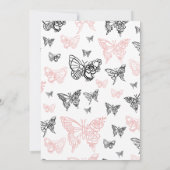 Zwart & Roos gouden vlinders wit Vrijgezellenfeest Kaart (Achterkant)