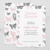 Zwart & Roos gouden vlinders wit Vrijgezellenfeest Kaart (Voorkant / Achterkant)