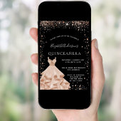 Zwart roos goudglitsjurk kaart