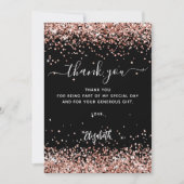 Zwart roos goudglitter vonken dank je kaart (Voorkant)