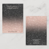 Zwart roos goudglitterjuwelen oorscherm visitekaartje (Voorkant / Achterkant)