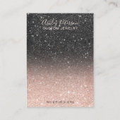 Zwart roos goudglitterjuwelen oorscherm visitekaartje (Voorkant)