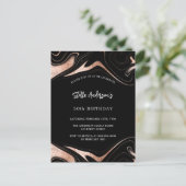 Zwart roos goudmarmer uitnodiging briefkaart (Staand voorkant)