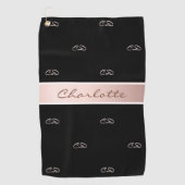 Zwart roos goudmonogram initiaal naam elegant golfhanddoek (Voorkant)