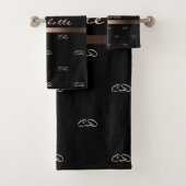 Zwart roos goudmonogram initiaal patroonnaam bad handdoek (Insitu)
