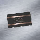 Zwart roos goudmonogram minimalistische elegant magnetisch visitekaartje (Voorbeeld)