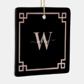 Zwart-Roos goudroze Griekse sleutelfilm Keramisch Ornament (Rechts)