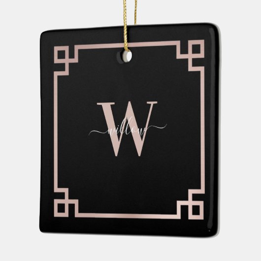 Zwart-Roos goudroze Griekse sleutelfilm Keramisch Ornament (Links)