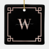 Zwart-Roos goudroze Griekse sleutelfilm Keramisch Ornament (Achterkant)