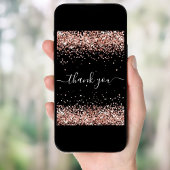 Zwart roos goudsparken script bedankt kaart