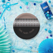 Zwart Roos grijs blauw gepatterd Papieren Bordje (Feest)