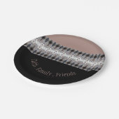 Zwart Roos grijs blauw gepatterd Papieren Bordje (Gekanteld)