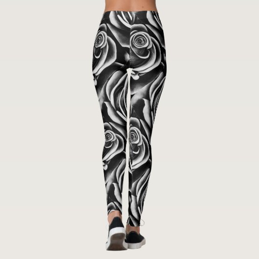 Zwart roos leggings (Achterkant)