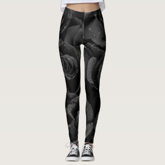Zwart roos leggings voor buiten