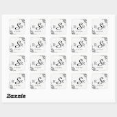 Zwart Roos Liefdesbrief Bruiloft Monogram Vierkante Sticker (Vel)