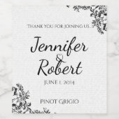 Zwart Roos Liefdesbrief Bruiloft Wijnlabel Wijn Etiket (Enkel label)