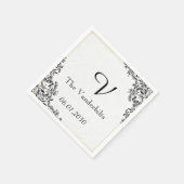 Zwart Roos Liefdesbrief Monogram Bruiloft Servetten (Hoek)