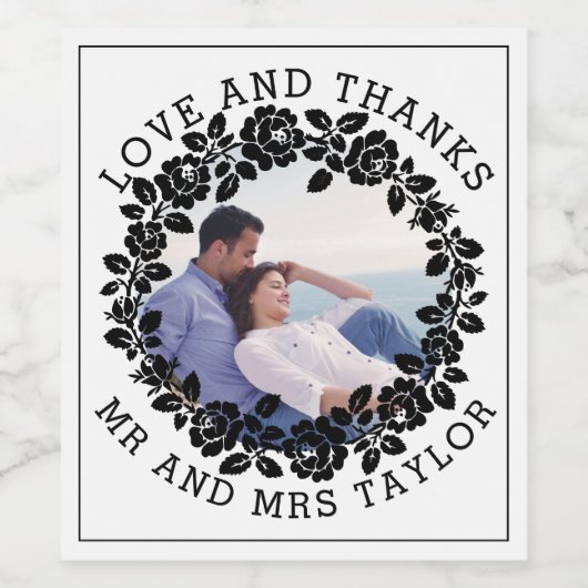 Zwart roos met dank aan Mr & Mrs. Wijn Etiket (Enkel label)