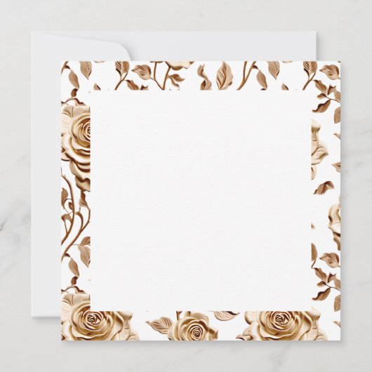 Zwart Roos met gouden bloemaccenten Kaart (Achterkant)