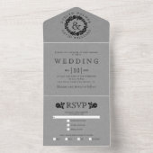 zwart roos met grijs kraftpapier all in one uitnodiging (Binnen)