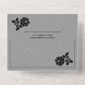 zwart roos met grijs kraftpapier all in one uitnodiging (Achterkant)