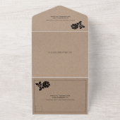  zwart roos met kraftpapier all in one uitnodiging (Buitenkant)