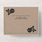  zwart roos met kraftpapier all in one uitnodiging (Achterkant)