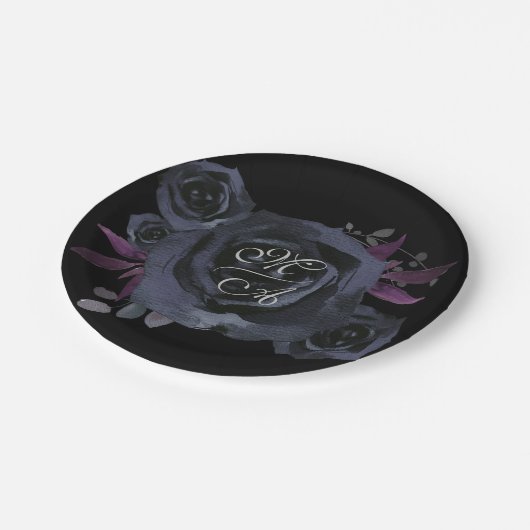 Zwart Roos Monogram Papier Bord (Gekanteld)