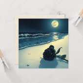 Zwart Roos op een strand met volle maan Kaart (Voorkant / Achterkant in situ)